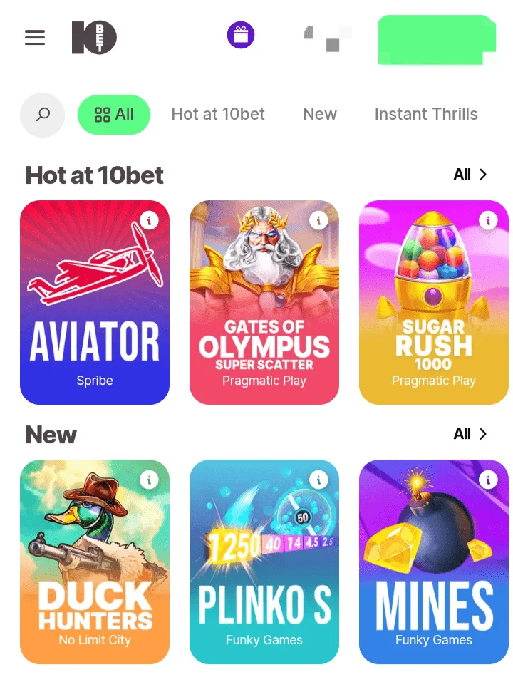 10bet mobile home page