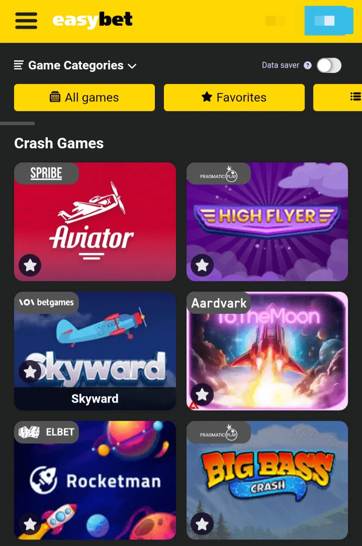 Easybet crash games screenshot